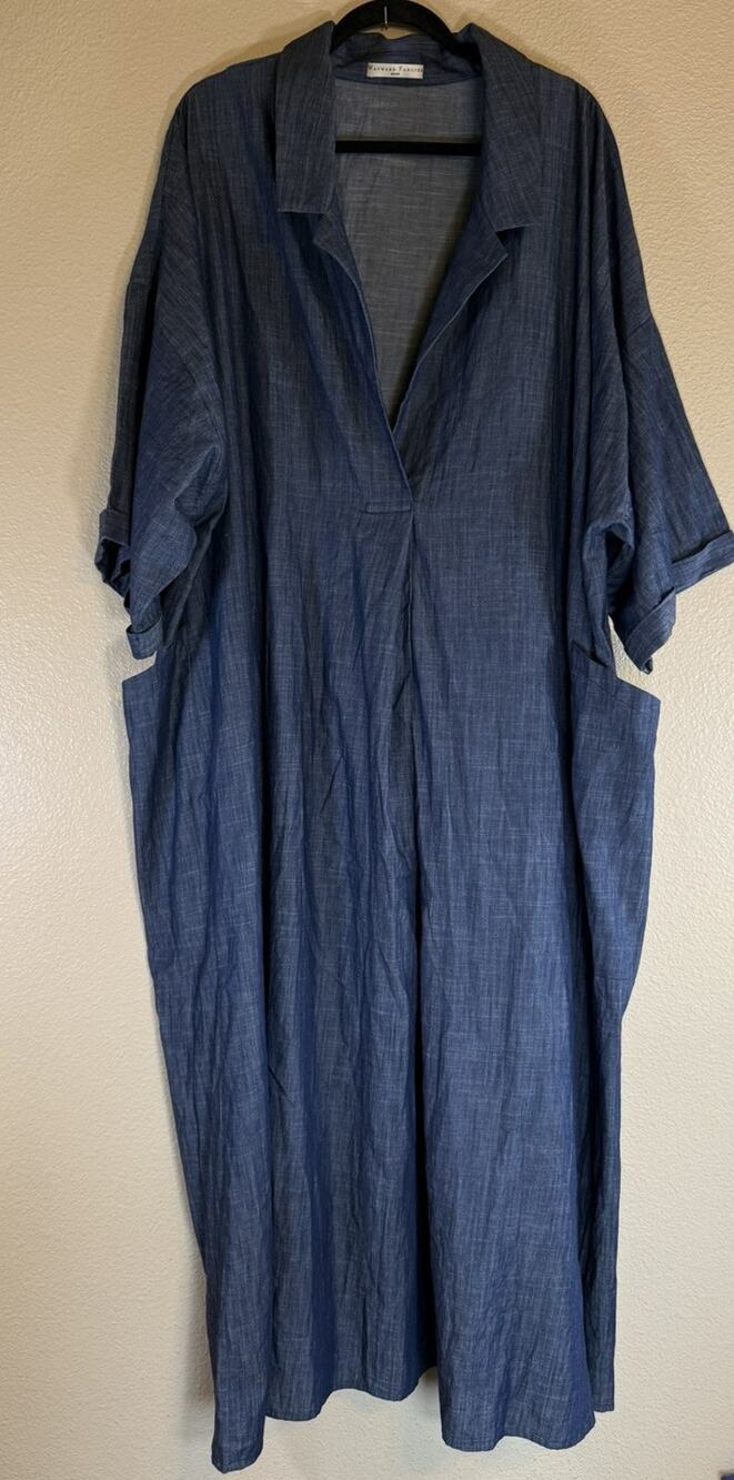 Wayward Fancies Eshakti Plus 3X Dress Midi Denim Chambray Pockets